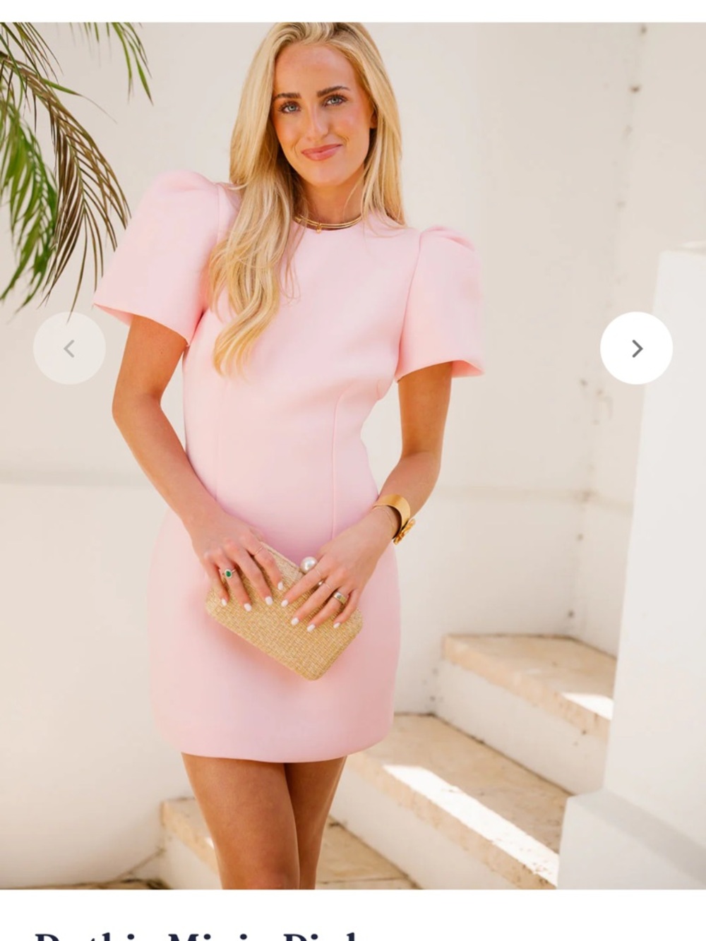 Women's Pink Puff-Sleeve Mini Dress